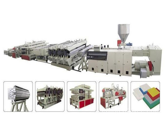 Harga yang bagus Mesin Pembuat Papan WPC Lini Produksi Papan WPC, Mesin Ekstrusi Papan Plastik WPC / Extruder Papan Plastik on line